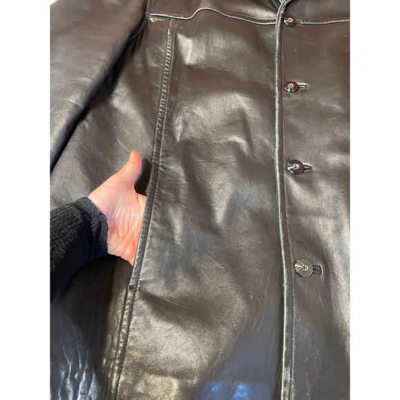 Brandini Le Collezioni Mens Black Buttery Soft Button Up Y2K Leather Jacket XL - Picture 6 of 13